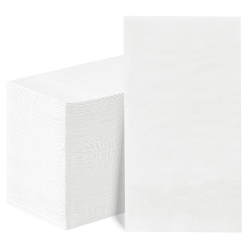 BESTVIP 100 Pack Disposable Paper Napkins, 3-Ply White Dinner Napkins, Soft Bathroom Napkins for Guests, Absorbent Party Napkins Wedding Napkins for Dinners, Kitchen or Events