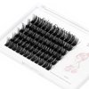 Bodermincer 72pcs Wide Cluster 3D Effect Glue Bonded Mink Super Cluster Eyelash Home Eyelash Extension Eyelashes D Curl Individual Lashes Makeup (14mm)