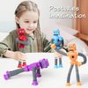 4 Pcs Telescopic Suction Cup Robot Toy, Coolest Pop Tubes Sensory Toys for Toddlers, Educational Fidget Toys Robot Party Favors for Anxiety Kids for 3-9 Year Old Boys Girls