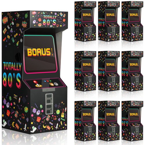 8 Pieces 80s Party Favor Boxes Video Game Candy Novelty Centerpiece Hip Hop Boxes 1980s Theme Birthday Party Decorations Three Dimensional Arcade Supplies