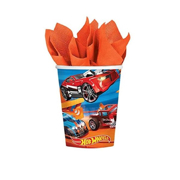 Amscan Hot Wheels Birthday Party Supplies Bundle Pack includes Party Paper Cups - 16 Cups