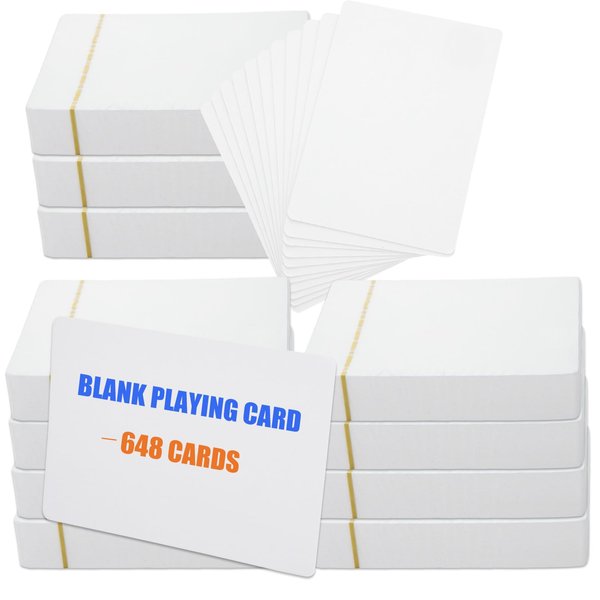 648PCS White Blank Playing Cards, Blank Playing Cards to Write On, 2.5" x 3.5" Printable Index Flash Cards for DIY Vocabulary Study Cards, Game Cards, Gift Cards, Message Card