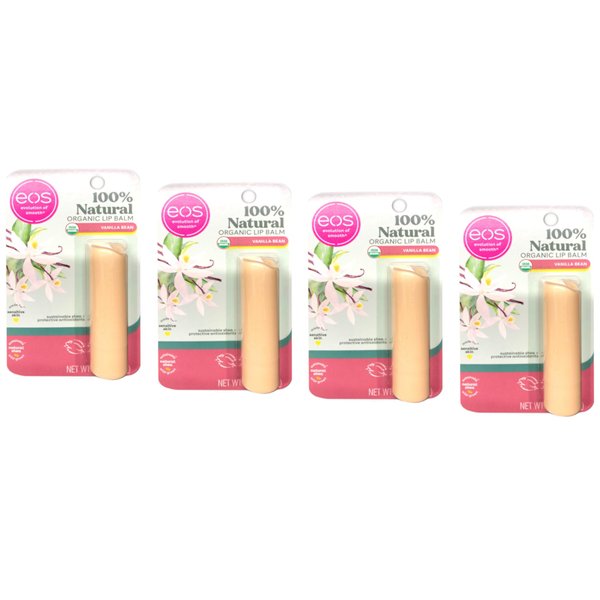 Eos Vanilla Bean Lip Balm Smooth Stick Set, White (Pack of 4)4