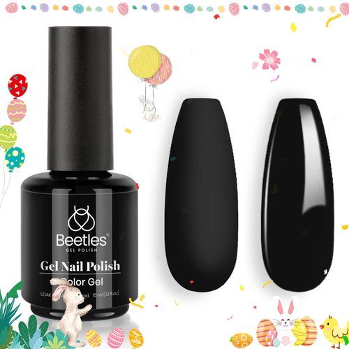 Beetles Gel Nail Polish, 1 Pcs 15ml Audrey Black Color Soak Off Gel Polish Nail Art Manicure Salon DIY Nail Uv Lamp Gel Nail Design Decoration at Home Gift for Women Gel Nail Polish