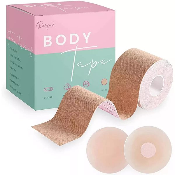 Boob Tape Boobtape for Breast Lift | Includes Nipple Covers | Body Tape for Push up & Shape | Works Great with Sticky Bra Backless Bra or Strapless Bra | Waterproof Sweat-Proof Bob Tape