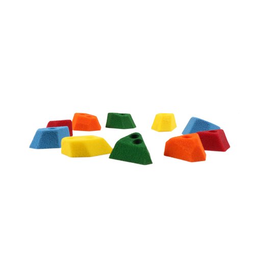 Atomik Rock Climbing Holds Set of 10 Screw-On Angled Footholds in Assorted Bright Tones