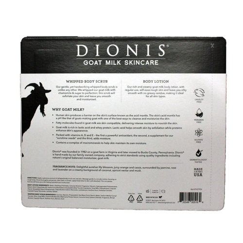 Dionis Goat Milk Bath & Body Set, 3 Piece Set, Includes 1 oz. (28 g) Body Lotion / 2 fl oz. (59mL) Whipped Body Scrub x2, Cruelty Free, Paraben Free, Sulfate Free, Dermatologist Tested (Lavender