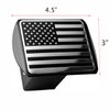 USA US American Flag Black Chrome Trailer Metal Hitch Cover with Stainless Steel Anti-Rattle Pin Bolt, Fits 2" Receivers