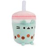 GUND Pusheen Boba Tea Cup Plush Cat Stuffed Animal for Ages 8 and Up, Green/Pink, 6”