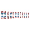 24Pcs Medium Long Press On Nails Independence Day Fake Nails with Blue Red Five-Pointed Star Designs American Flag Acrylic Nail Glossy Artificial Nails 4th July False Nails Holiday Manicure Decoration