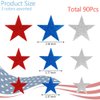 Star Stickers Foam Star Stickers 90 Pcs Red Blue Silver Glitter Star Stickers Self Adhesive Small Patriotic Star Shaped Stickers for Christmas Halloween Decoration Supplies Arts Crafts Greeting Cards