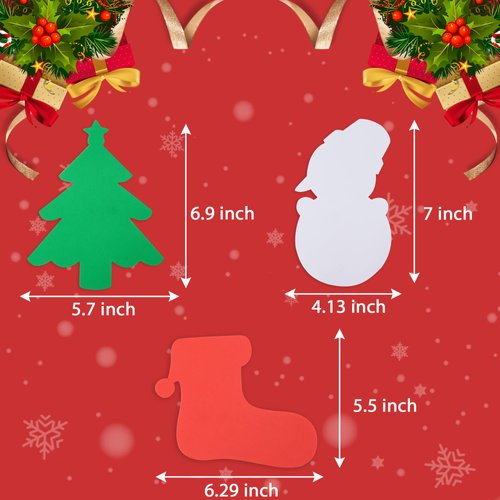 FEQO 835 Pcs Christmas Foam Stickers for Crafts Christmas Tree Foam Craft Snowman Boots Sticker Glitter Stickers Wiggle Googly Eyes Watercolor Pens and Rhinestone for Chrsitmas Crafts
