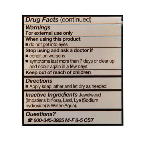 Grandma's Poison Ivy Soap Bar - 2.0 oz Itch Relief Wash with Jewelweed & Colloidal Oatmeal - 67012