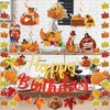 Thanksgiving Birthday Party Decorations Happy Birthday Thanksgiving Decorations Banner with Fall Leaves Garland for Thanksgiving Birthday Decorations Fall Birthday Decorations