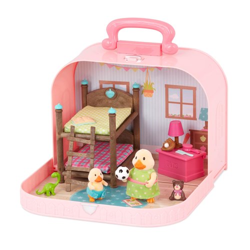 Li’l Woodzeez – Bunk Beds Playset – Travel Toy – Compact Travel Suitcase – Dollhouse Furnitures & Accessories Included – Pretend Play for Kids Age 3+