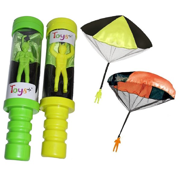 Toys+ Tangle Free Skydiver Parachute Men with Launcher Containers 2 Pack! (Colors and Styles May Vary)