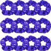 12 Pcs PU Leather Cheer Hair Scrunchies Gold Scrunchy School Performance Ponytail Holder Hair Accessories for Cheerleading Teen Girls College Sports (Blue)