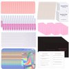 50 Set Press On Nail Tool Prep Kit for Nail Salon Business, Disposable Manicure Kit, Nail File, Buffer, Nail Glue, Prep Pad, Instruction Card, Adhesive Nail Tabs, Wood Stick, Packaging Bag (B-purple)