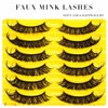 Uranian False Eyelashes Natural Look Faux Mink Lashes Russian Strip Lashes Extensions Wispy D Curl Long Eyelash Fluffy Volume Fake Eyelashes for Women Girls