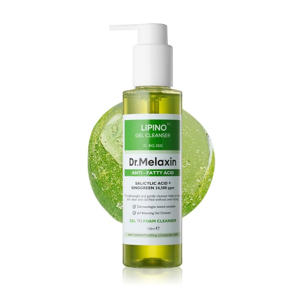 Dr.Melaxin Lipino Anti-Fatty Acid Gel Cleanser for Deep Pore Cleansing, Daily Mild Blackhead Care, pH Balancing 5.07fl.oz