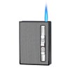 Malisseladi Cigarette Case with Built-in Lighter Windproof Refillable Butane Jet Torch Lighter Automatic Ejection Cigarette Case Dispenser Box Holder (Black)