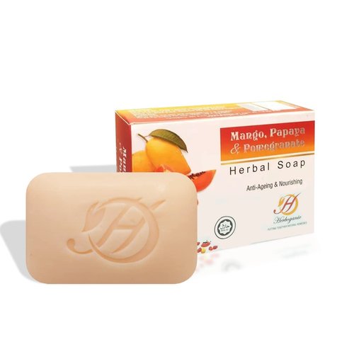 HERBOGANIC Mango, Papaya & Pomegranate Herbal Soap | Herbal Fruit Fusion Soap Bar | Nourishing Bar | Exfoliates Skin | All Natural | Equally Effective for Men and Women | 5 oz Bar……