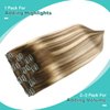 SURNEL Clip in Hair Extensions Walnut Brown to Ash Brown and Golden Blonde 14 Inch 6pcs 100g Clip in Real Human Hair Extensions Clip Ins Balayage Clip in Hair Extensions(#3/8/22,14'')