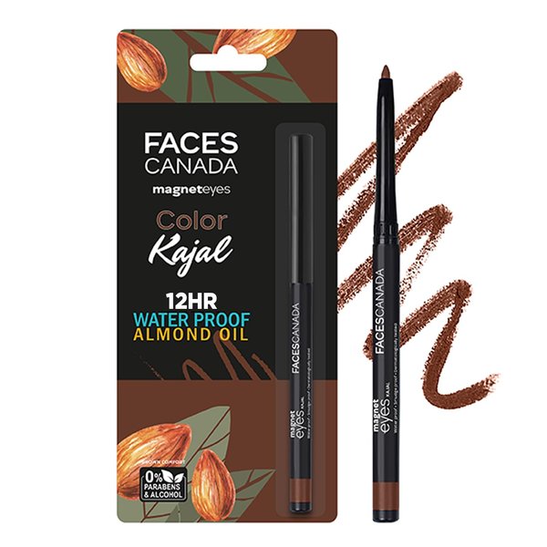 FACESCANADA Magneteyes Color Eye Pencil - Brown Comfort 03 | with Almond Oil | 12 HR Long Stay Matte Finish | Single Stroke Glide | Waterproof & Smudge Proof | 0.01 Oz/0.30g
