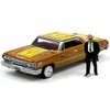 Round 2 1963 Chevy Impala Lowrider Orange with Graphics and Diecast Figure Limited Edition to 3600 Pieces Worldwide 1/64 Diecast Model Car by Johnny Lightning JLCP7459