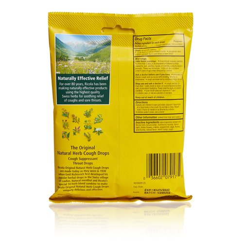 Ricola Original Herbal Cough Suppressant Throat Drops, 21ct Bag (Pack of 3)