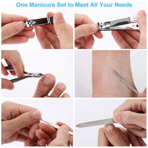 Manicure Kit, Okom Manicure Set, Travel Essentials Nail Kit, Includes Nail Clippers, Nail File and Pedicure Tools for Feet Pedicure Kit, Gifts for Men and Woman, Grooming Kit(19Pcs)