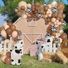 170Pcs CowBoy Balloons Garland Arch Kit, Cow Brown Neutral Blush Confetti Print Balloons for Western Cowboy Cowgirl Farm Animal Themed Baby Shower Bachelor Birthday Party Decorations Supplies
