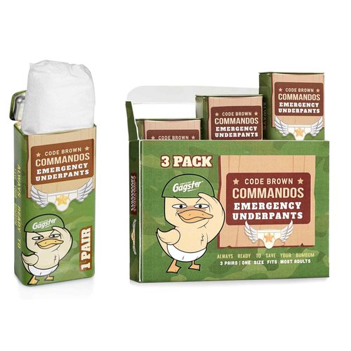 Gagster Emergency Underpants in A Can - 3 Pairs Instant Disposable Travel Funny Underwear in Compact Container, White Elephant Adult Joke Gag Gift, Exchange Gift, Secret Santa, Birthday Gifts for Men