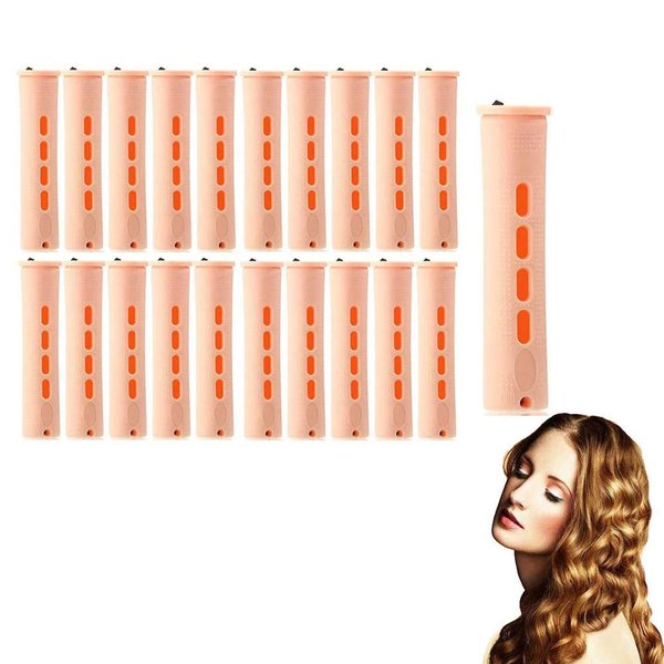 20Pcs Hair Rollers Hair Perm Rods Set 5 Sizes Hair Rollers Plastic Cold Rods Perming Rods Curlers Hairdressing Styling Tool for Women Hair DIY Hairdressing Tools (Yellow)