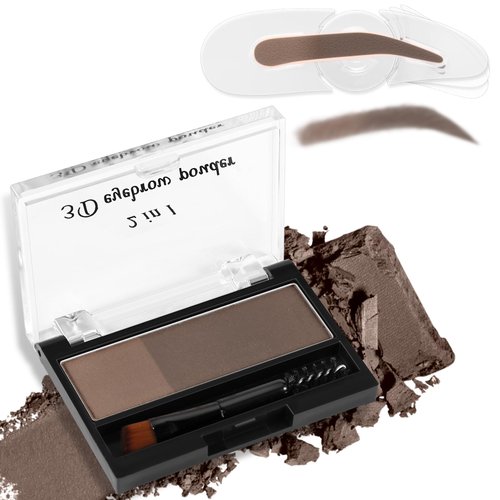 Boobeen Dual-Color Eyebrow Powder with Eyebrow Seal Stamp, Waterproof Nature Eye Brow Makeup, Brow Definer Powder Eyebrow Filler to Shape Perfect Brows