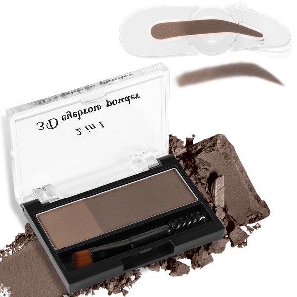 Boobeen Dual-Color Eyebrow Powder with Eyebrow Seal Stamp, Waterproof Nature Eye Brow Makeup, Brow Definer Powder Eyebrow Filler to Shape Perfect Brows