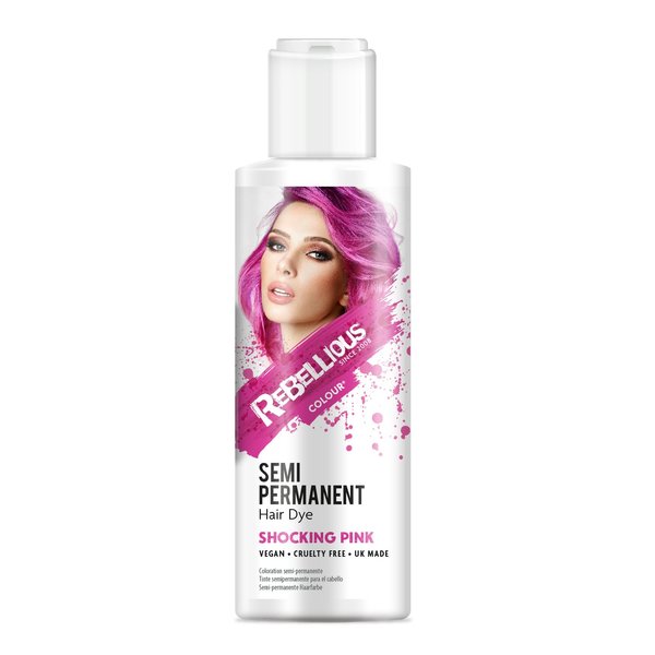 Rebellious Colours 100% Vegan Semi Permanent Hair Dye Colour 70ml (Shocking Pink)