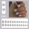 Generic 24Pcs Square Press on Nails Short Silver Glitter Fake Nails Shine Full Cover False Nails Acrylic Stick on Nails Acrylic Reusable Artificial Nails for Women Girls Glue on Nails