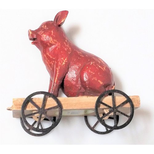 California Floral and Home Pig Pull Toy on 4 Wheels