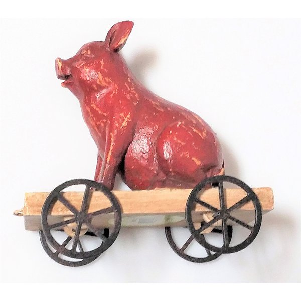 California Floral and Home Pig Pull Toy on 4 Wheels
