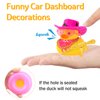 wonuu Rubber Duck Car Ornaments Yellow Duck Car Dashboard Decorations for Cute Car Accessories with Cowboy Hat Necklace and Sunglasses Swim Ring, Pink&Black Hat