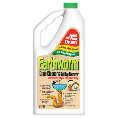 Earthworm Drain Cleaner - Clog Remover - Drain Opener/Deodorizer - Natural Enzymes, Safer for Families, Environmentally Responsible - 32 fl oz