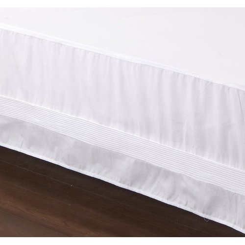 Valea Home Bed Skirt with Stitch on White Dust Ruffle with Split Corner, Durable Elegant Luxury Queen 14-inch Drop