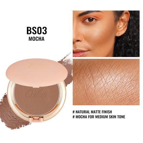 Oulac Matte Bronzer Powder Face Makeup with Mirror - Natural SunKissed Bronzer Look,Highly Pigmented Cream Bronzer, Long Lasting Glow, Easy to Blend, Vegan & Cruelty-Free BS03
