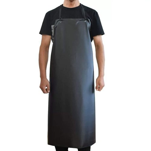 LRUUIDDE Waterproof Rubber Vinyl Apron Black - 43" Light Duty Aprons - Stay Dry - Industrial Chemical Resistant Plastic, Long Black Bib Apron for Dishwashing Work Butcher Cleaning Fish (Black-1pack)