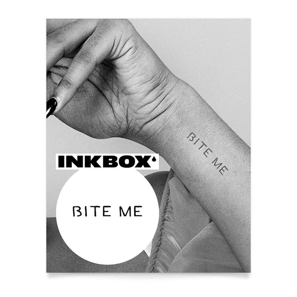 Inkbox Temporary Tattoos, Semi-Permanent Tattoo, One Premium Easy Long Lasting, Water-Resistant Temp Tattoo with For Now Ink - Lasts 1-2 Weeks, Bite Me Tattoo, Saucy, 2 x 2 in