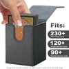 DingGuagua Card Deck Box for MTG,YuGiOh, KeyForge, Digimon FAB Card Storage Box Fits 230+ Single Sleeved Cards, PU Leather Strong Magnet Card Deck Case Holder for TCG CCG Magic Commander (Black&grey)
