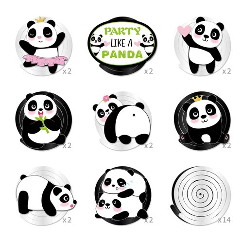 30PCS Cute Panda Birthday Hanging Swirl Decorations, Panda Bear Birthday Party Supplies Party Decorations Animal Panda Theme Party Favors for Kids Boy and Girl Baby Shower