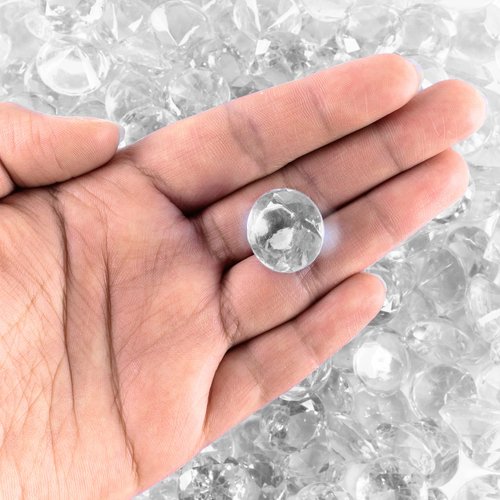 Super Z Outlet Acrylic Color Faux Round Diamond Crystals Treasure Gems for Table Scatters, Vase Fillers, Event, Wedding, Birthday Decoration Favor, Arts & Crafts (1 Pound, 240 Pieces) (Clear)
