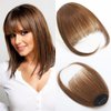 Loveternal Clip in Bangs 100% Real Human Hair Bangs Hair Clip on Bangs for Women Fake Bangs Fringe with Air Bangs Clip Hair Extensions for Daily Wear (Medium Brown)